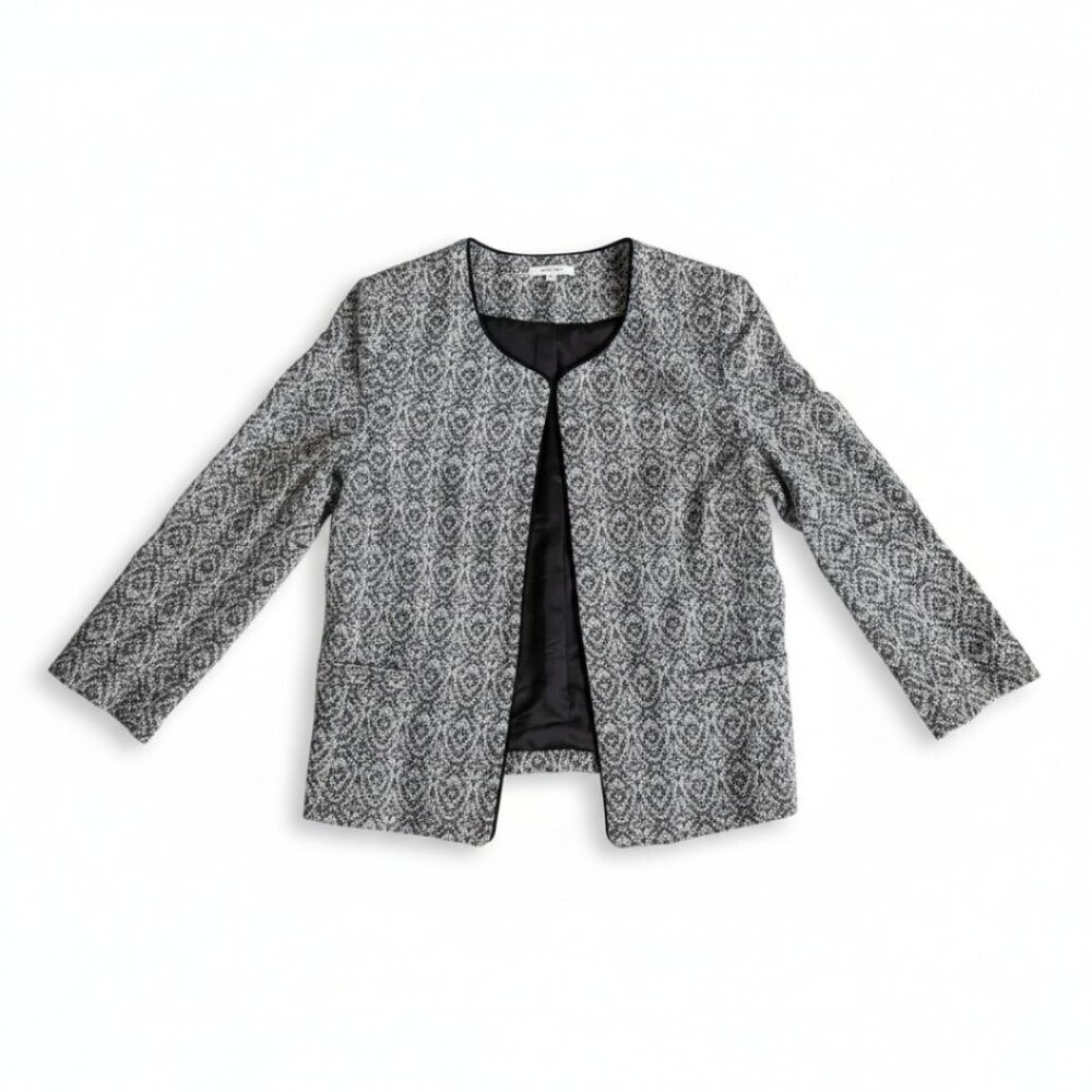 Pleione Textured Office Blazer Jacket Black White Office Workwear Size S New - Picture 2 of 8